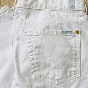 White 7FAMK Cigarette Denim Distressed Jeans 30